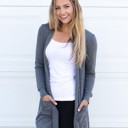 Gray Large Long Sleeve Boyfriend Cardigan