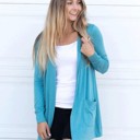 Blue Large Long Sleeve Boyfriend Cardigan