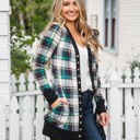 Green Small Plaid Snap Front Cleo Cardigan