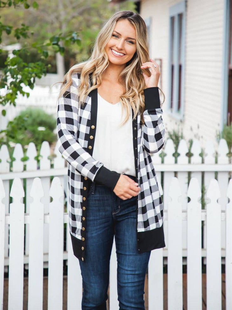 Plaid Snap Front Cleo Cardigan