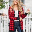 Red Small Plaid Snap Front Cleo Cardigan