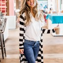 Black Small Thick Stripe Cardigan