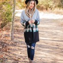 Green Plaid Large Multi-Color Colorblock Tatum Cardigan