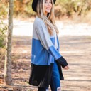 Blue Black Small Multi-Color Colorblock Tatum Cardigan