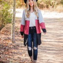 Red Cheetah Black Small Multi-Color Colorblock Tatum Cardigan