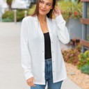 White Small Waffle Knit Button Dutch Cardigan