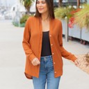 Orange Large Waffle Knit Button Dutch Cardigan