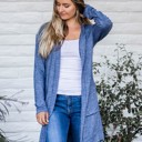 Large Blue Knit Pocket Mae Cardigan