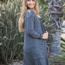 Large Charocal Knit Pocket Mae Cardigan