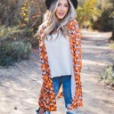 Orange Floral Small Alisha Patterned Cardigan