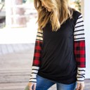 Black Small Plaid & Stripe Sleeve Tunic