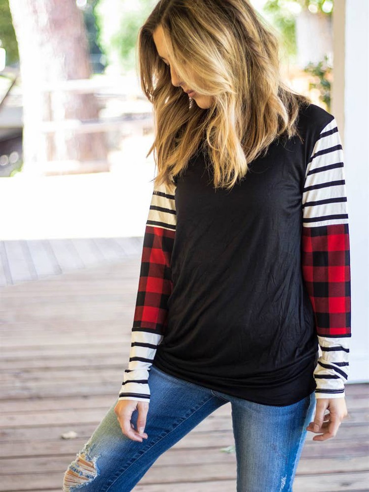 Plaid & Stripe Sleeve Tunic