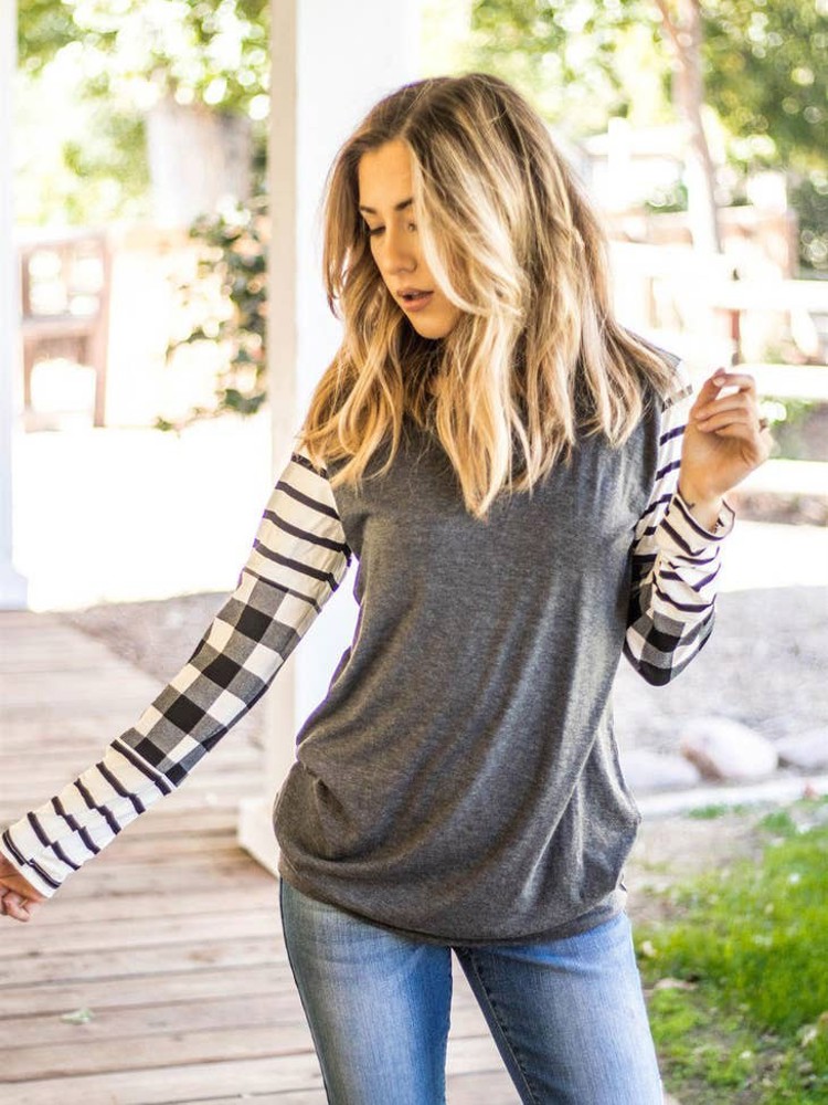 Plaid & Stripe Sleeve Tunic