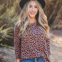 Dark Brown Cheetah Large 3/4 Sleeve Alex Top