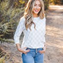 White Plaid XL 3/4 Sleeve Alex Top