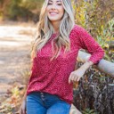 Red Cheetah Medium 3/4 Sleeve Alex Top