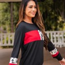 Red Small Bianca Colorblock Long Sleeve Top