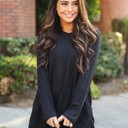 Black Small Long Sleeve Pocket Split Hem Tunic - Azalea Top