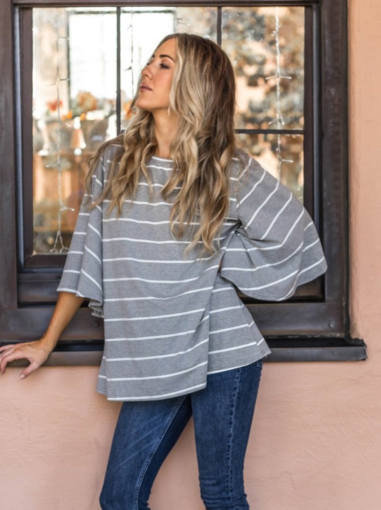 Bell Sleeve Striped Austin Top