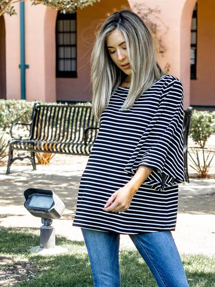 Skinny Stripe Bell Sleeve Austin Top