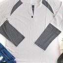 White Small Stripe Detail Raglan Henley Danielle Top