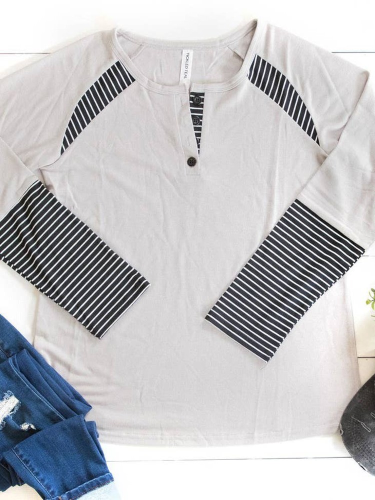 Stripe Detail Raglan Henley Danielle Top