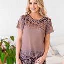 Brown Small Short Sleeve Ombre Cheetah Print Marley Top