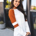 Burnt Orange Large Colorblock Sleeve Raglan Alexa Top