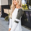 Olive Large Colorblock Sleeve Raglan Alexa Top