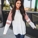 Salmon Large Colorblock Sleeve Raglan Alexa Top