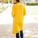 Yellow Small 3/4 Sleeve Lace Trim Cardigan