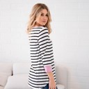 Pink White Large 3/4 Sleeve Stripe Stella Top