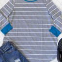 Blue Gray Small 3/4 Sleeve Stripe Stella Top