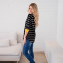 Yellow Black Large 3/4 Sleeve Stripe Stella Top