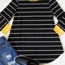 Yellow Black Large 3/4 Sleeve Stripe Stella Top