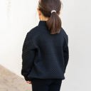 S Black Little Girls Quilted Kennedy Pullover