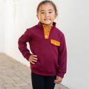 M Red Little Girls Quilted Kennedy Pullover