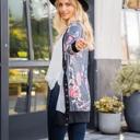 Gray Large Floral Snap Front Cleo Cardigan