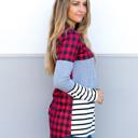 Gray Small Buffalo Plaid & Stripe Long Sleeve Colorblock Top