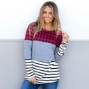 Gray Small Buffalo Plaid & Stripe Long Sleeve Colorblock Top