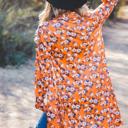 Orange Floral Small Alisha Patterned Cardigan