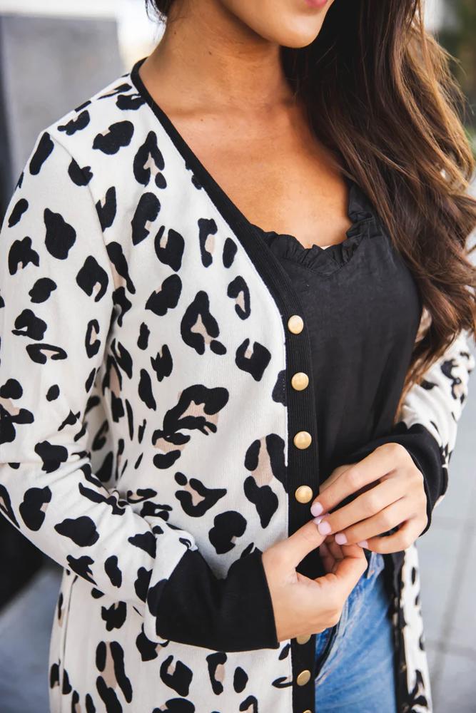 Animal Print Snap Front Cleo Cardigan