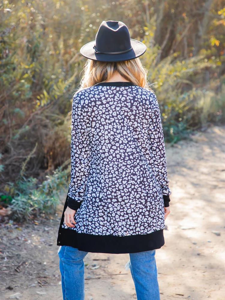 Animal Print Snap Front Cleo Cardigan