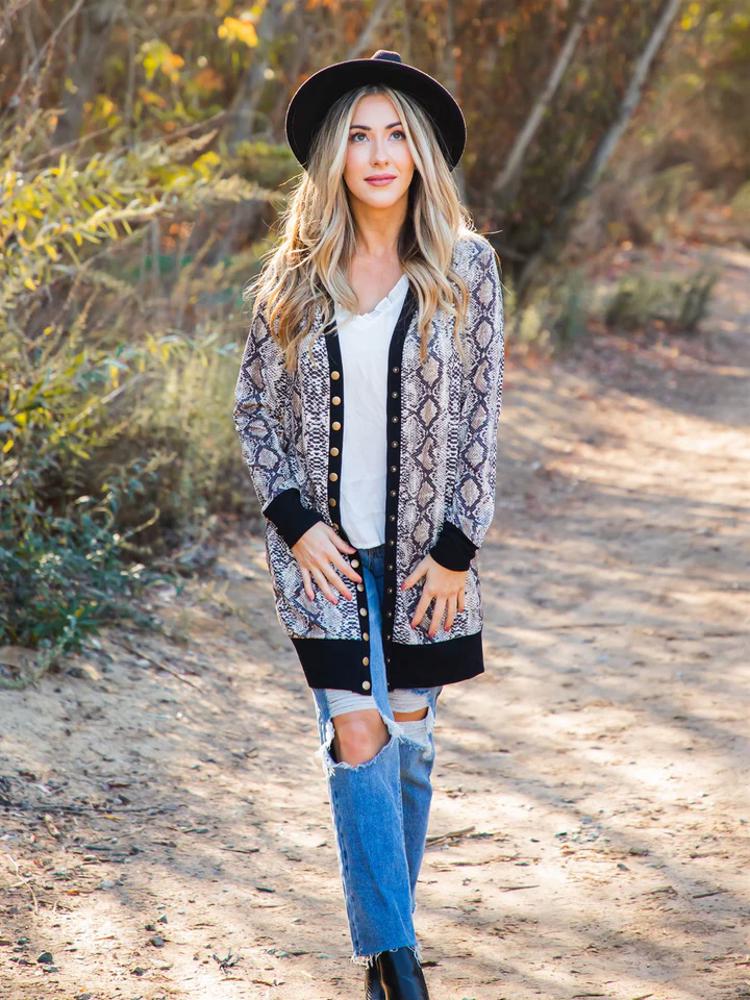 Animal Print Snap Front Cleo Cardigan