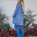 Large Blue Knit Pocket Mae Cardigan