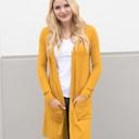 Mustard 1X Long Pocket Cardigan