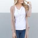 Tan 1X Long Pocket Cardigan