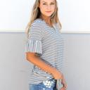 Small Striped Flare Sleeve Tunic