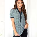 Small Striped Contrast Hem Top