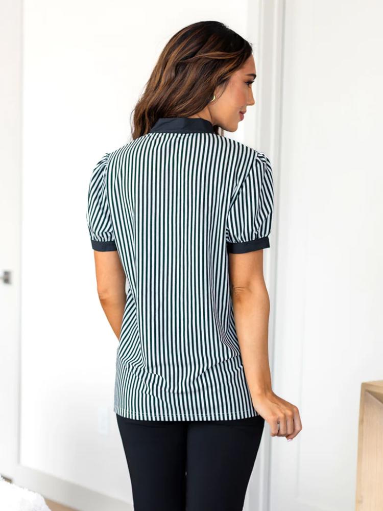 Striped Contrast Hem Top